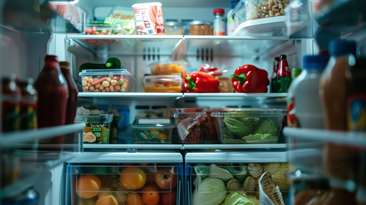 Glass shelves in refrigerator